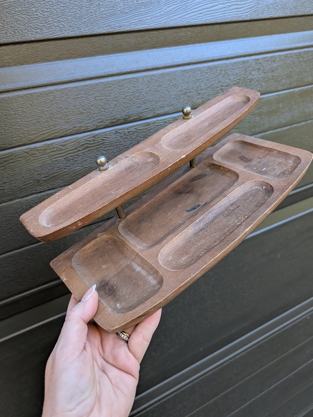 Wooden Men’s Valet Tray - Brown Dual Tier Accessory Organizer Mcm